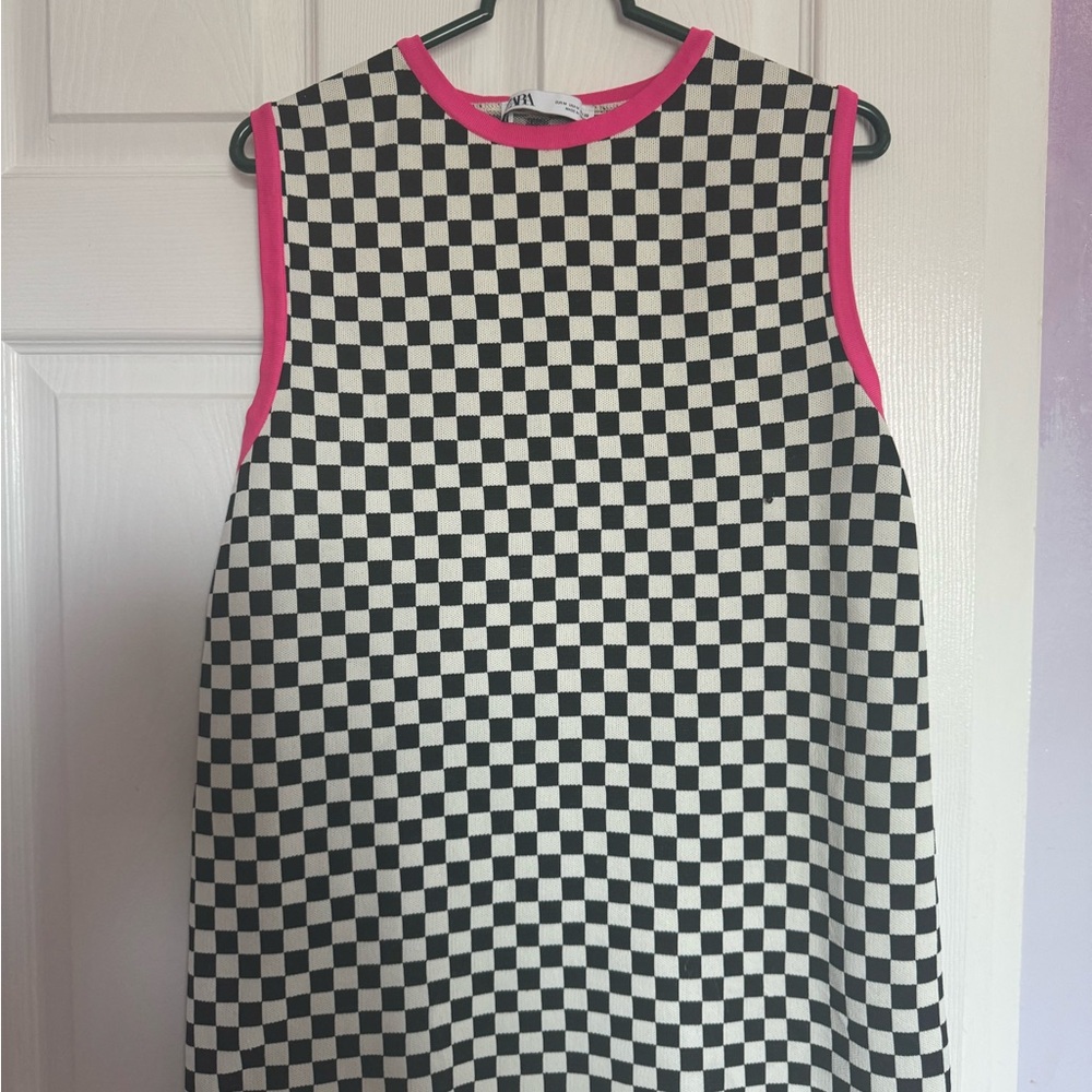 Zara checkered mini dress mod 60’s shift